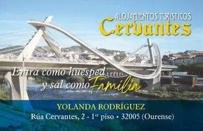 a sign for a bridge over a body of water at Apartamento Cervantes in Ourense