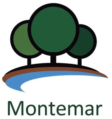a logo for a mountain with two trees at Apartamentos Montemar in Navia