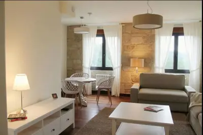 a living room with a couch and a table at Villa - 5 Bedrooms with WiFi - 7841 in A Estrada