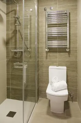 a bathroom with a toilet and a shower at Zafiro Flat by Serendipia Turismo in Santiago de Compostela