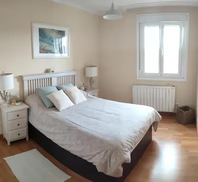 a bedroom with a large bed and a window at Piso Prol in Ourense