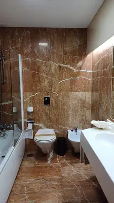 a bathroom with a toilet and a sink and a shower at Ruta Jacobea in Lavacolla