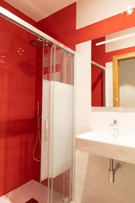 a bathroom with a shower and a sink at Hotel Casa da Luz in Pastoriza