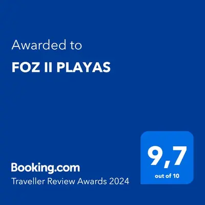 a blue screen with the text awarded to fox ii at FOZ II PLAYAS in Foz
