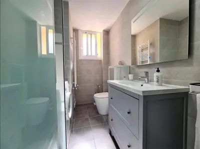 a bathroom with a toilet and a sink and a shower at Piso Estacion Tren Bus Termas muy luminoso in Ourense