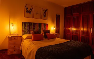 a bedroom with a bed and a dresser at Apartamento Alecrin Padrón in Padrón