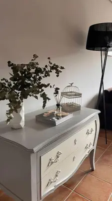 a white dresser with a bird cage and a plant at BenedettaMolinaseca VuT in Molinaseca