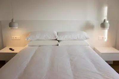 a white bed with two pillows on top of it at Apartamentos Lucio Rodinso in Castroverde
