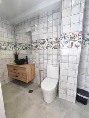 a bathroom with a toilet and a sink at Gallaecia in Arzúa