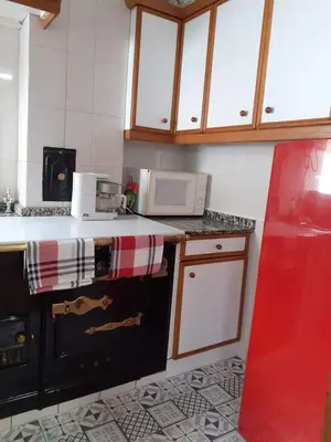 a kitchen with a stove top oven next to a counter at VUT El Refugio in Villablino