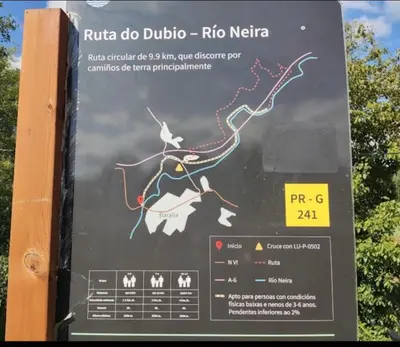 a sign for the rio ducato rico neria at Piso turístico Baralla in Baralla