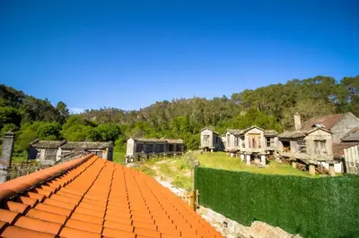 a view from the roof of an old house at A Casiña dos Canastros in Barcia