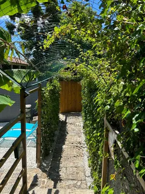 a garden path with a hedge and a fence at COTOLAI in Santiago de Compostela
