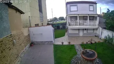an aerial view of a house with a yard at Mirador del castillo in Monforte de Lemos